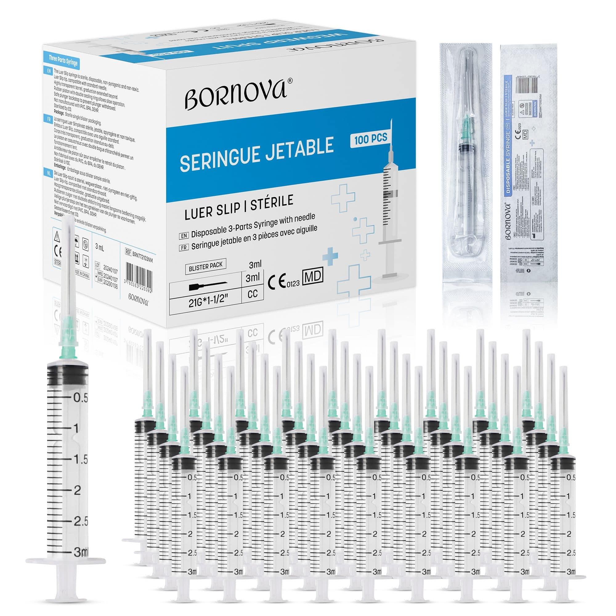 Seringue de dosage avec aiguille montée Luer Slip 21G (3 ml, 5 ml, 10 ml) — 1 / 1