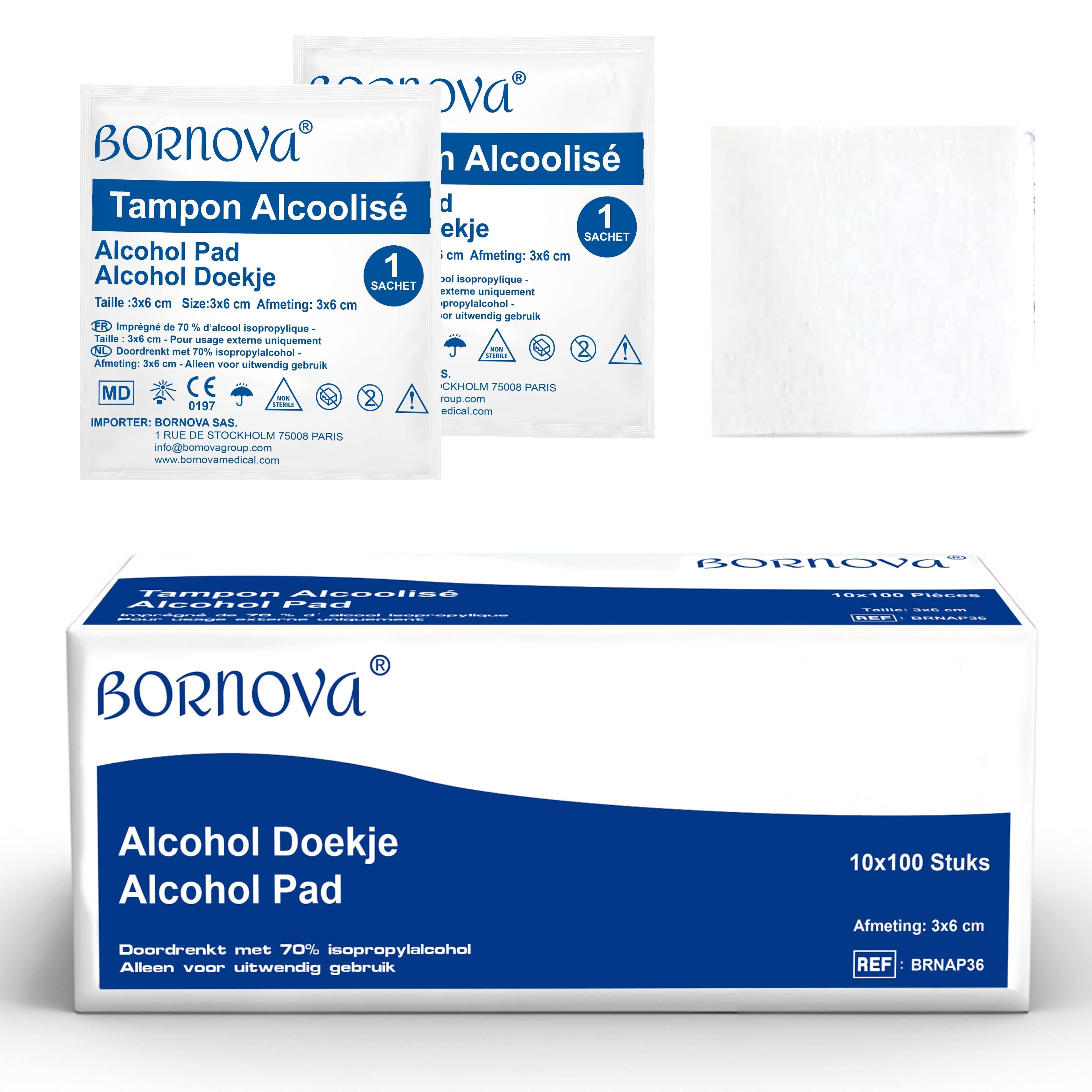 Bornova Tampons Alcoolisés de Désinfection Cutanée, 3 x 6 cm — 3 / 3