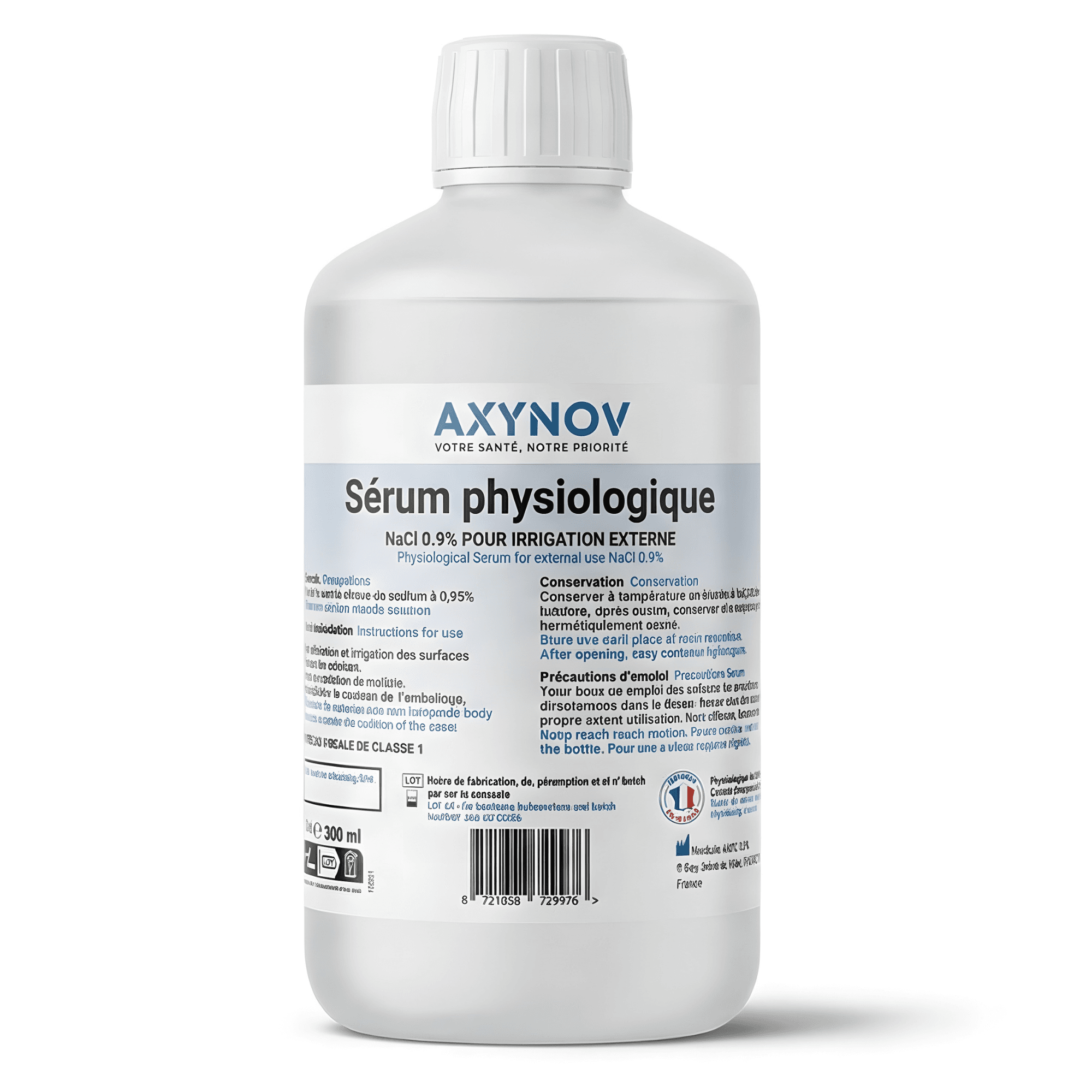 Sérum Physiologique Axynov NaCl 0,9% - Solution Isotonique (500 ml / 1 L) — 1 / 1