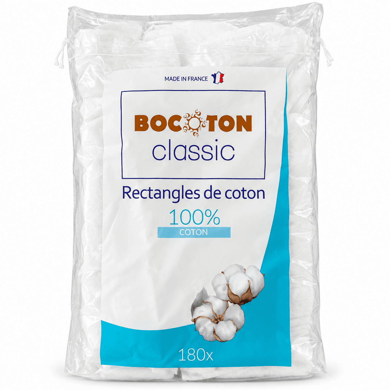 Bocoton Classic Baumwoll-Rechtecke 100 % Baumwolle 8x10 cm – 180 Stück