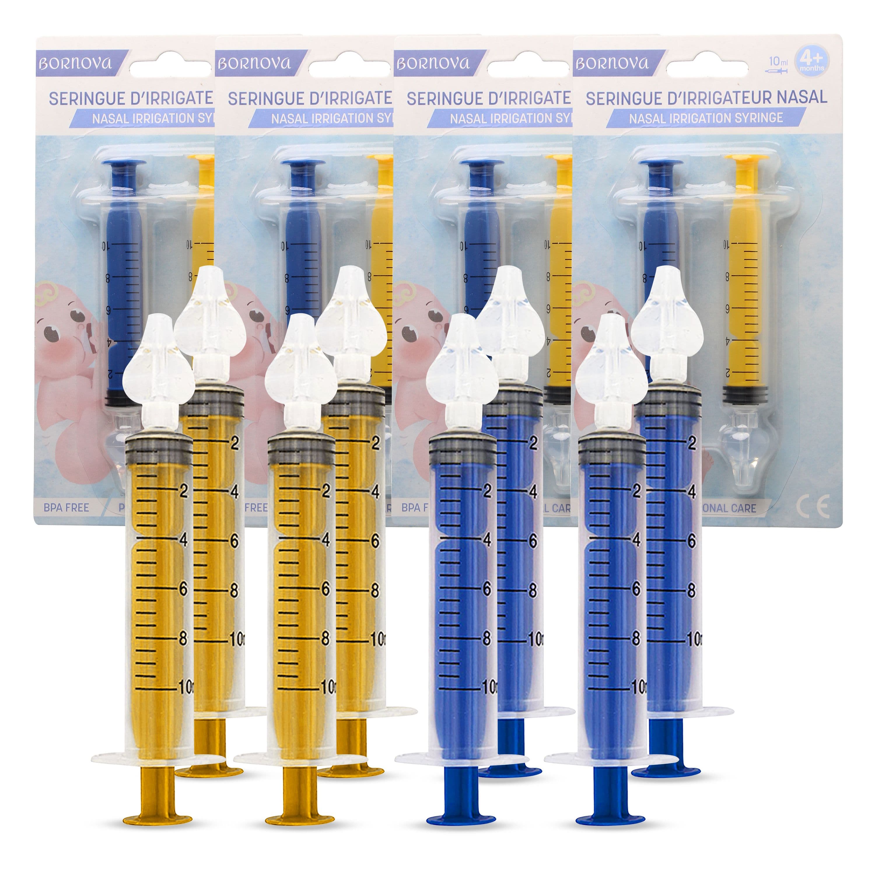 Bornova — Siringa per lavaggio nasale pediatrico da 10 ml con beccuccio in silicone