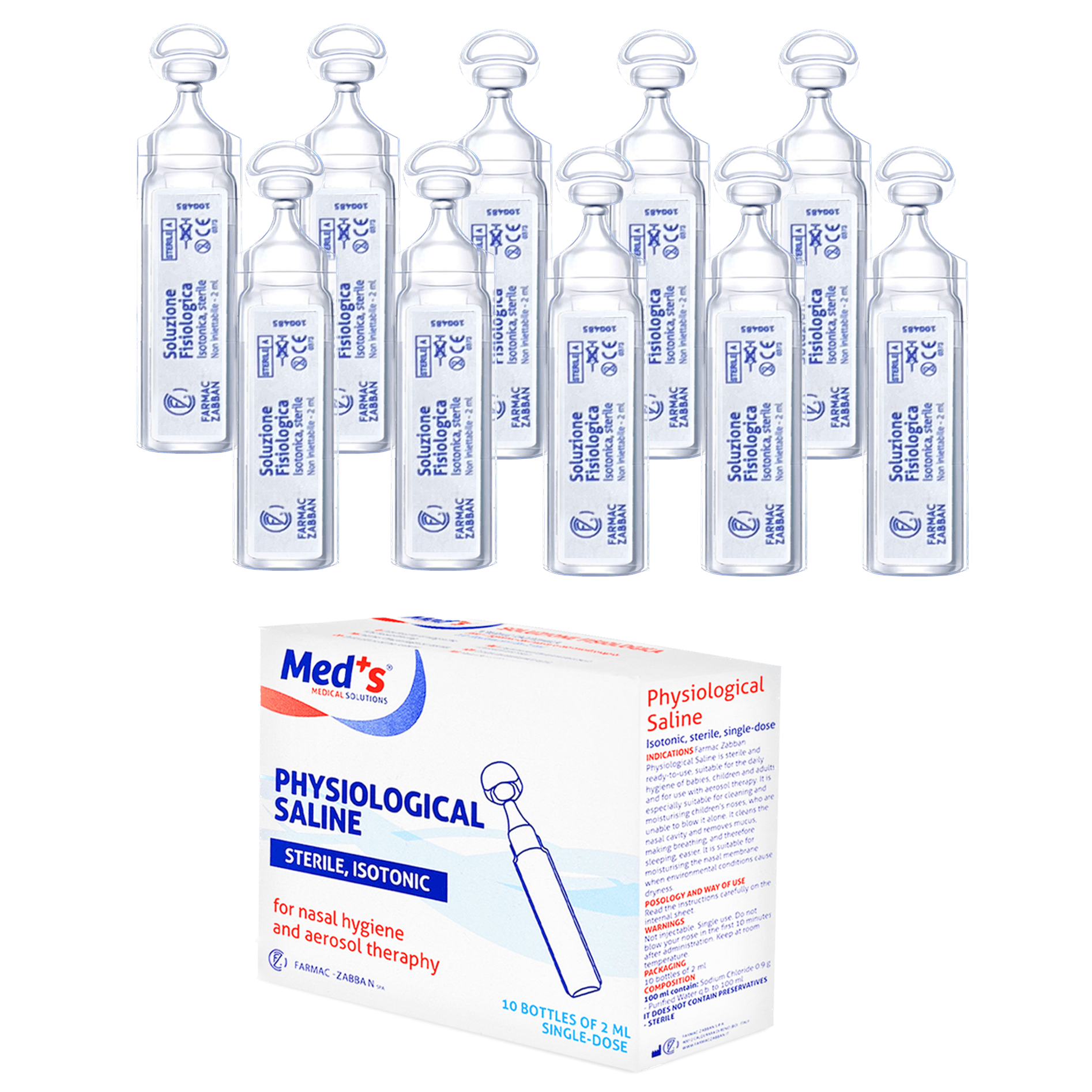 Med+S — Solution saline stérile NaCl 0,9 % pour inhalation (unidoses 2 ml)