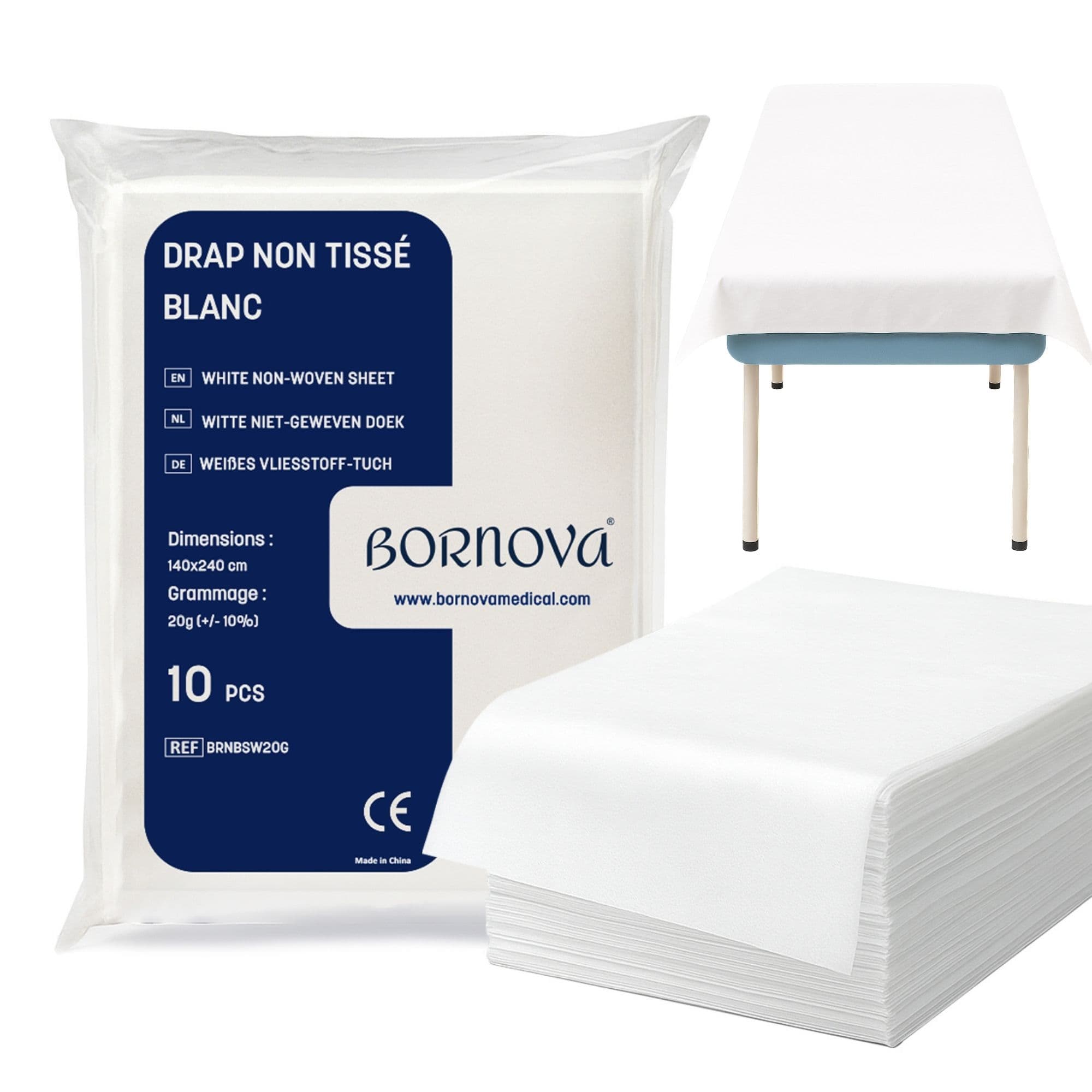 Drap d'examen jetable en non-tissé Bornova — 140 x 240 cm