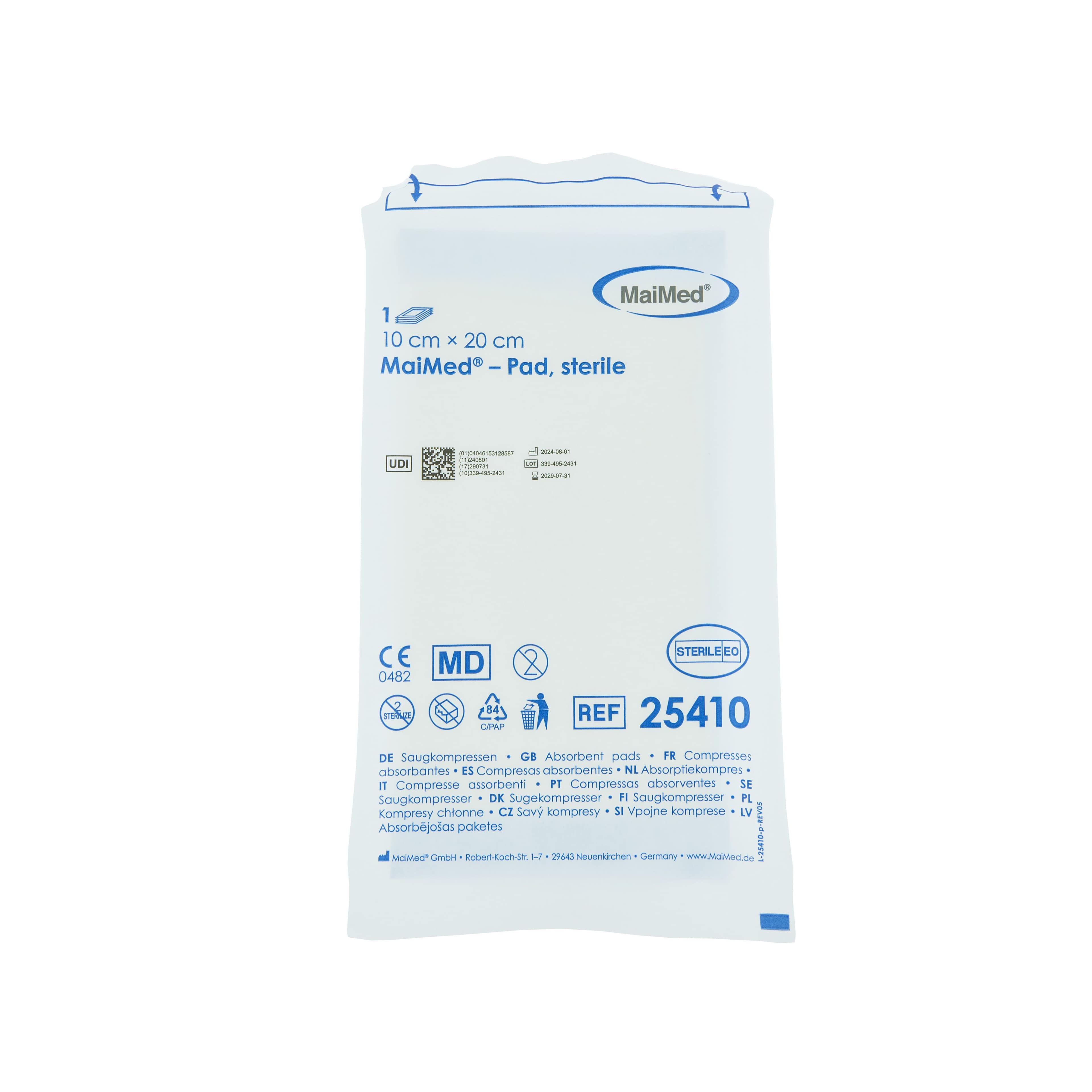 MaiMed Sterile Saugkompressen 10 × 20 cm — 1 / 3